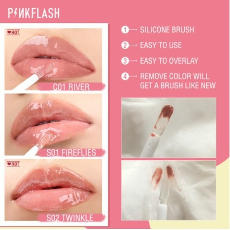 Son bóng dưỡng môi PINKFLASH OhMyGloss 11 màu tùy chọn chăm sóc môi tạo đôi môi căng mọng
