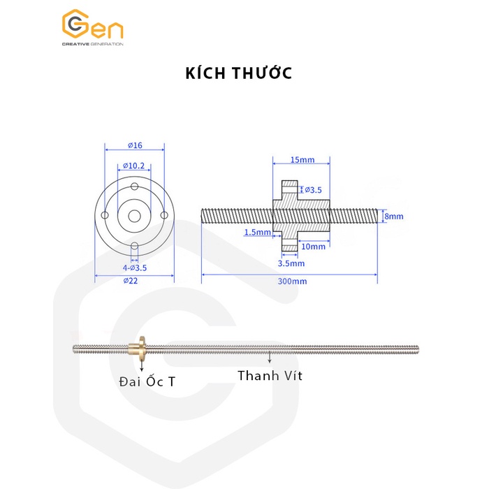 Vitme T8 dùng máy CNC mini hoặc máy in 3D