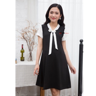 Đầm bầu công sở cổ nơ MFH028 - Có qu