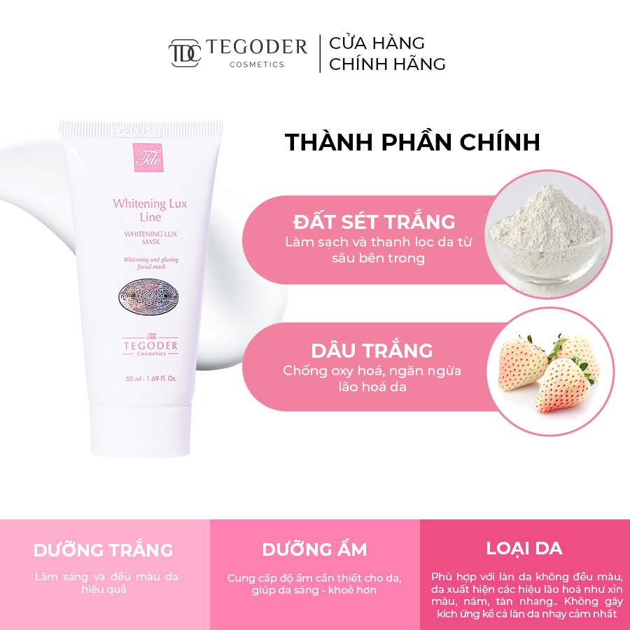 Mặt nạ dưỡng chất làm trắng thanh lọc da G-White Tegoder Whitening lux mask 50 ml mã 1098