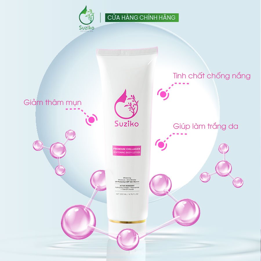 Kem Body Suziko Dưỡng Trắng Toàn Thân Với Công Nghệ Hạt Nano Phân Tử 200ml