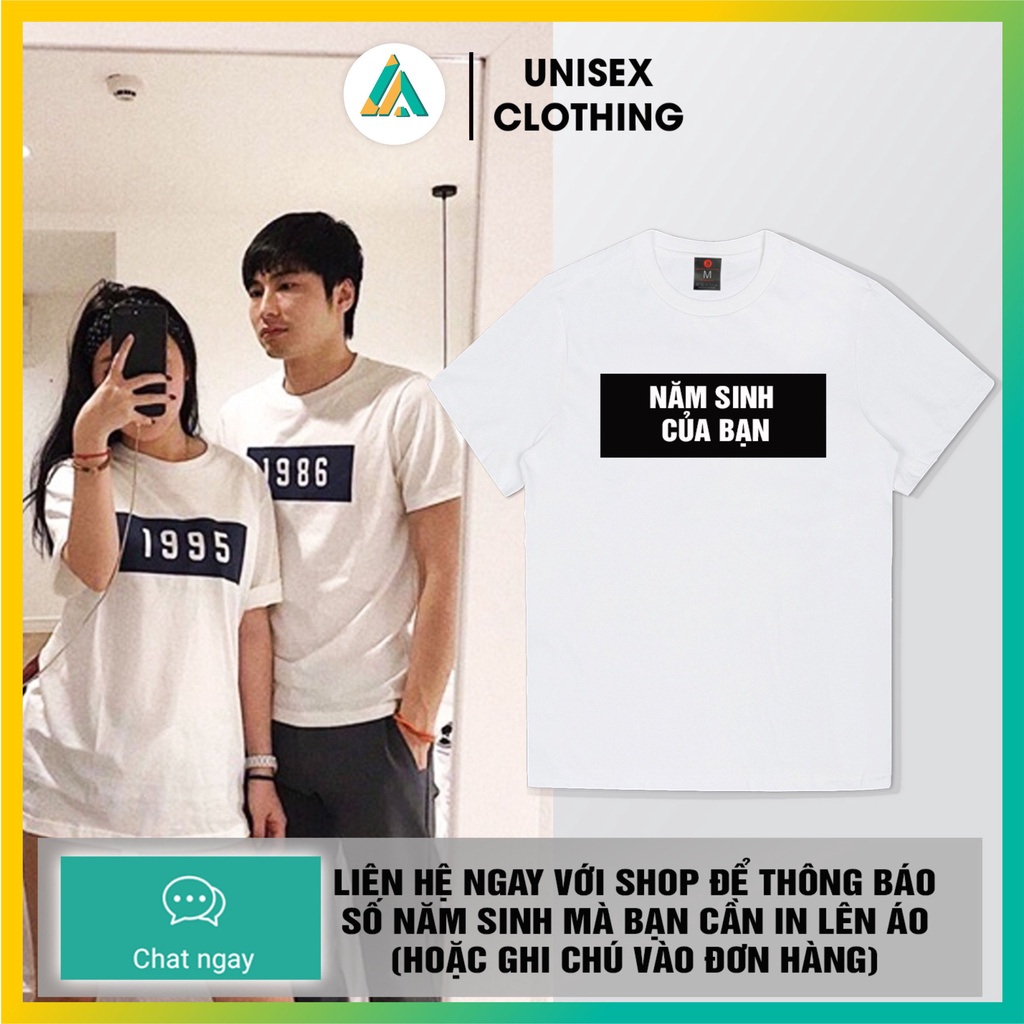 Áo Thun Trắng Nam Nữ Năm Sinh Theo Yêu Cầu  | LẠ STORE