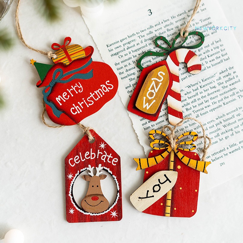 Phụ Kiện Treo Trang Trí Giáng Sinh Bằng Gỗ Tinh Tế Dễ Thương