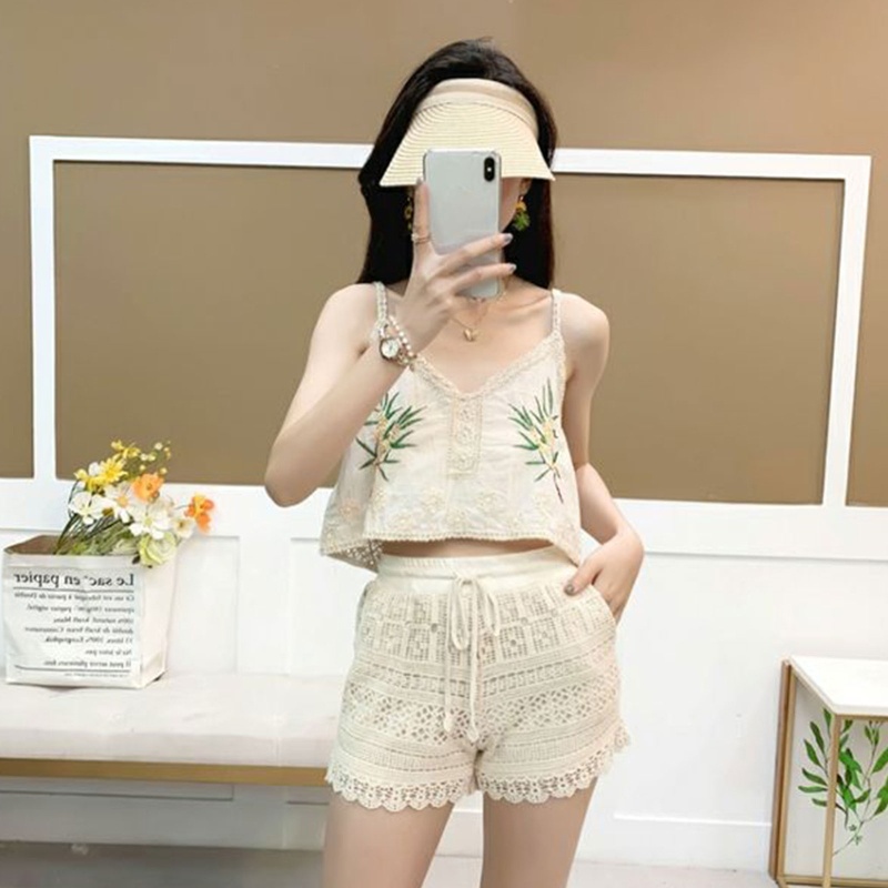 Áo Croptop Dệt Kim Hở Lưng Họa Tiết Hoa Thời Trang Mùa Hè Cho Nữ