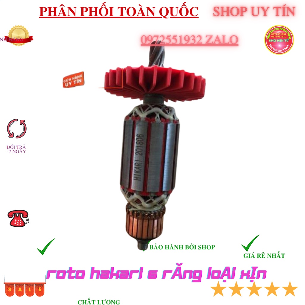 Roto rô máy khoan đục  HIRAKI 6 răng loại 1 hàng cao cấp