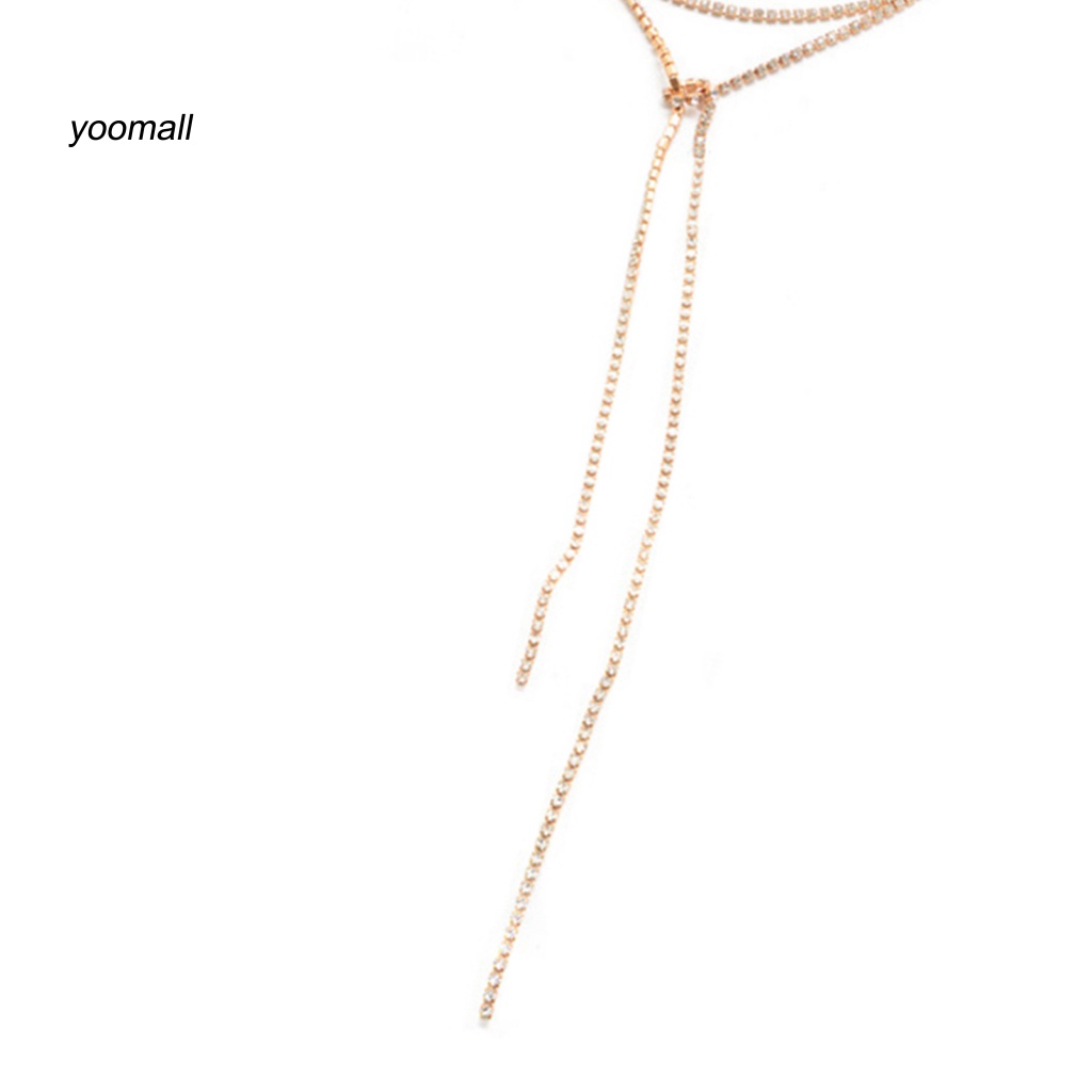 / Yo / Vòng cổ Dài Đính Đá Giả Kim Cương Thời Trang Không Biến Dạng Cho Bữa Tiệc