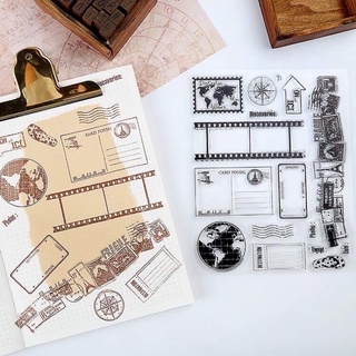 14 mẫu - Clearstamp con dấu trong suốt silicon clear stamp vintage khung chữ làm planner scrapbook bullet journal