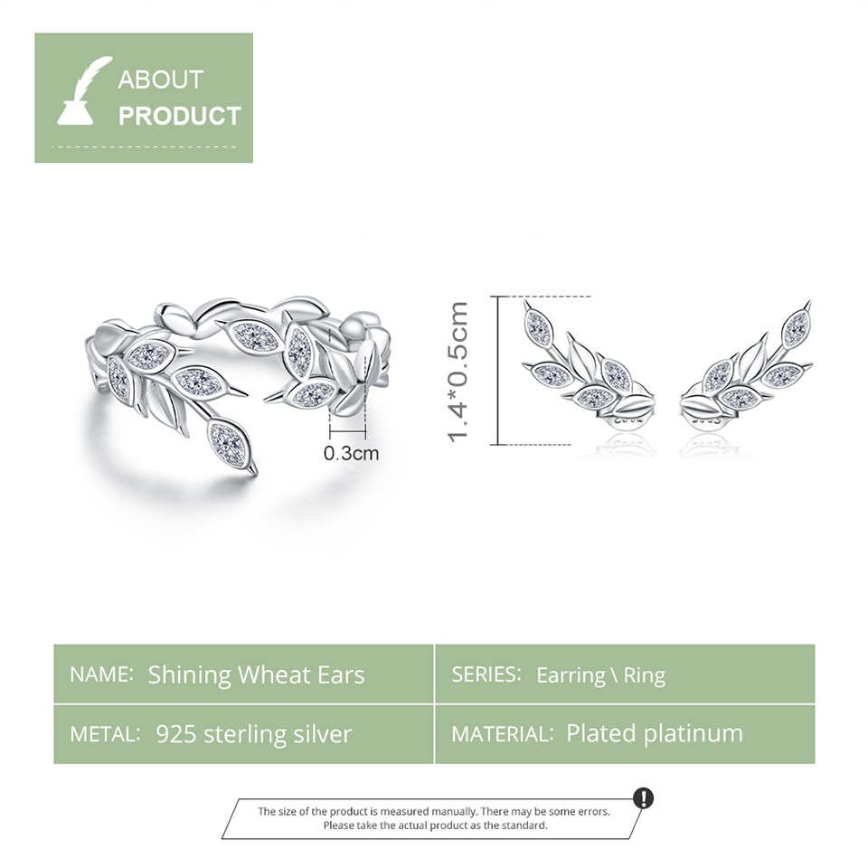 Khuyên Tai Dạng Nụ Hình Học bamoer BSE415 Thiết Kế Hình Lúa Mì Sáng Bóng Bằng Bạc 925 Cho Nữ