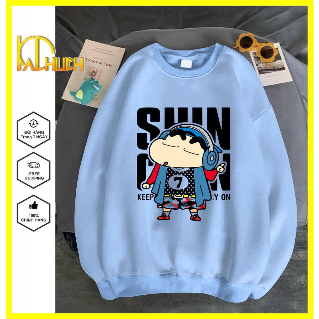 Áo sweater unisex in nhóc shin dễ thương,vải nỉ bông mềm mịn