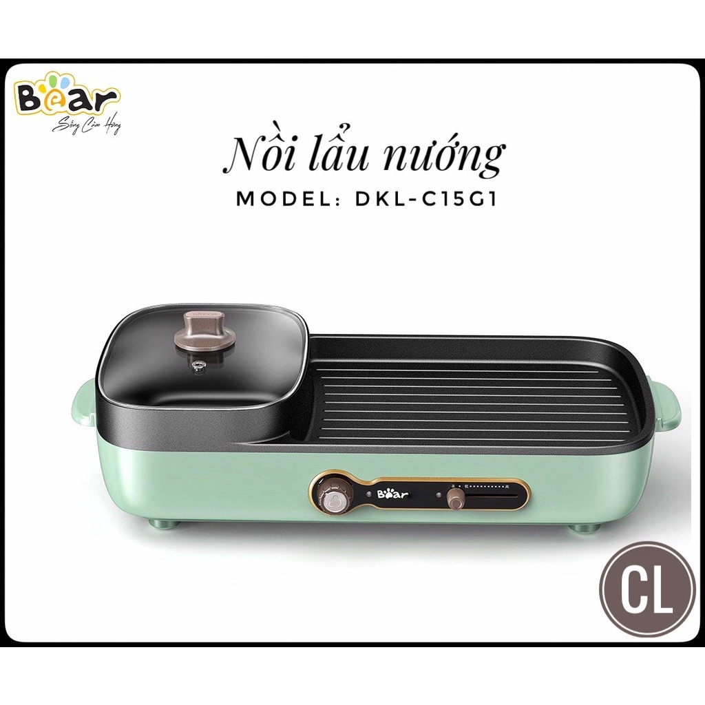 Bếp Lẩu Nướng Đa Năng BEAR DKL C15G1 2 In 1 Dành Cho Gia Đình