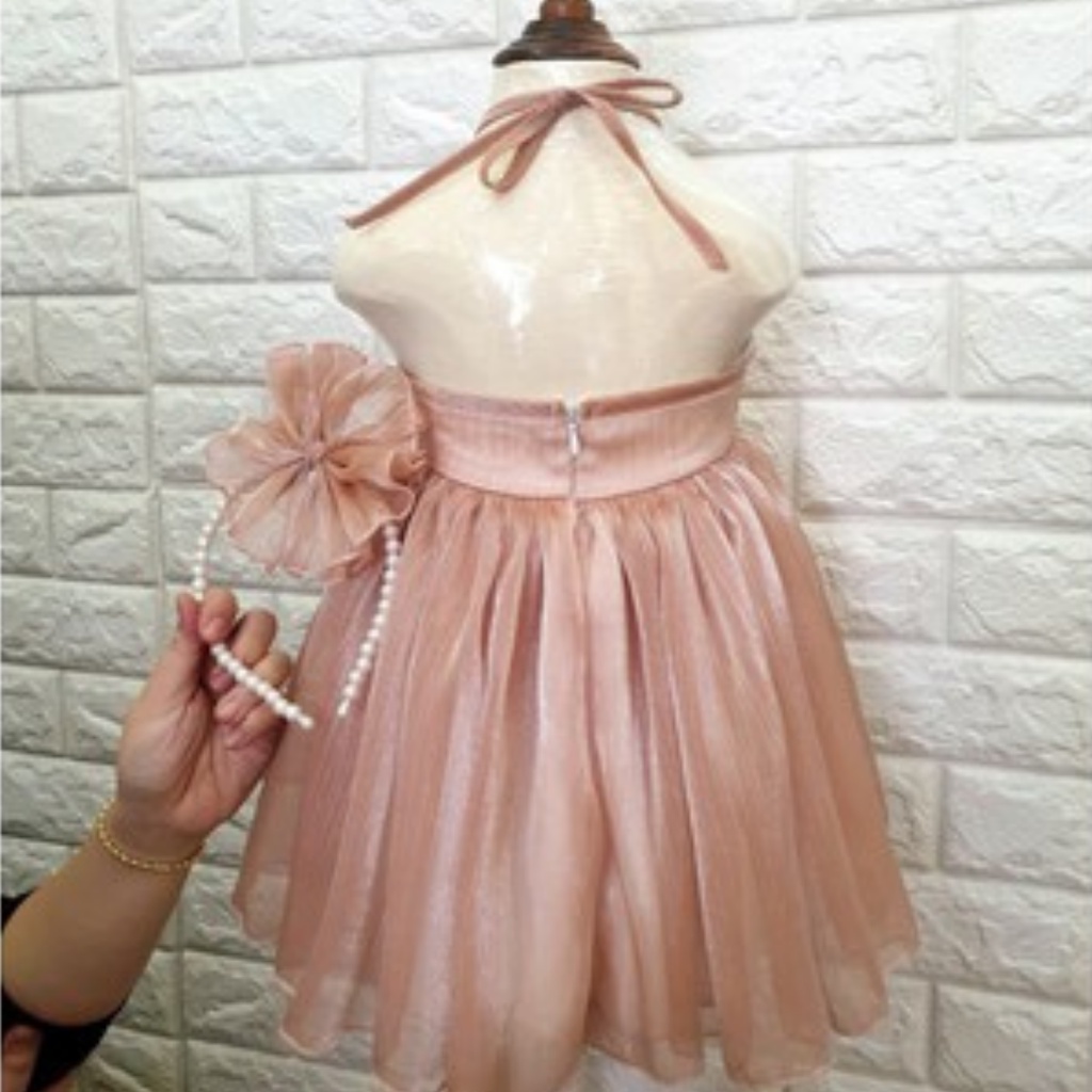 Đầm công chúa váy tiểu thư yếm cột dây thiết kế cao cấp cho bé gái từ 5-26kg Tết - Riokids TT8