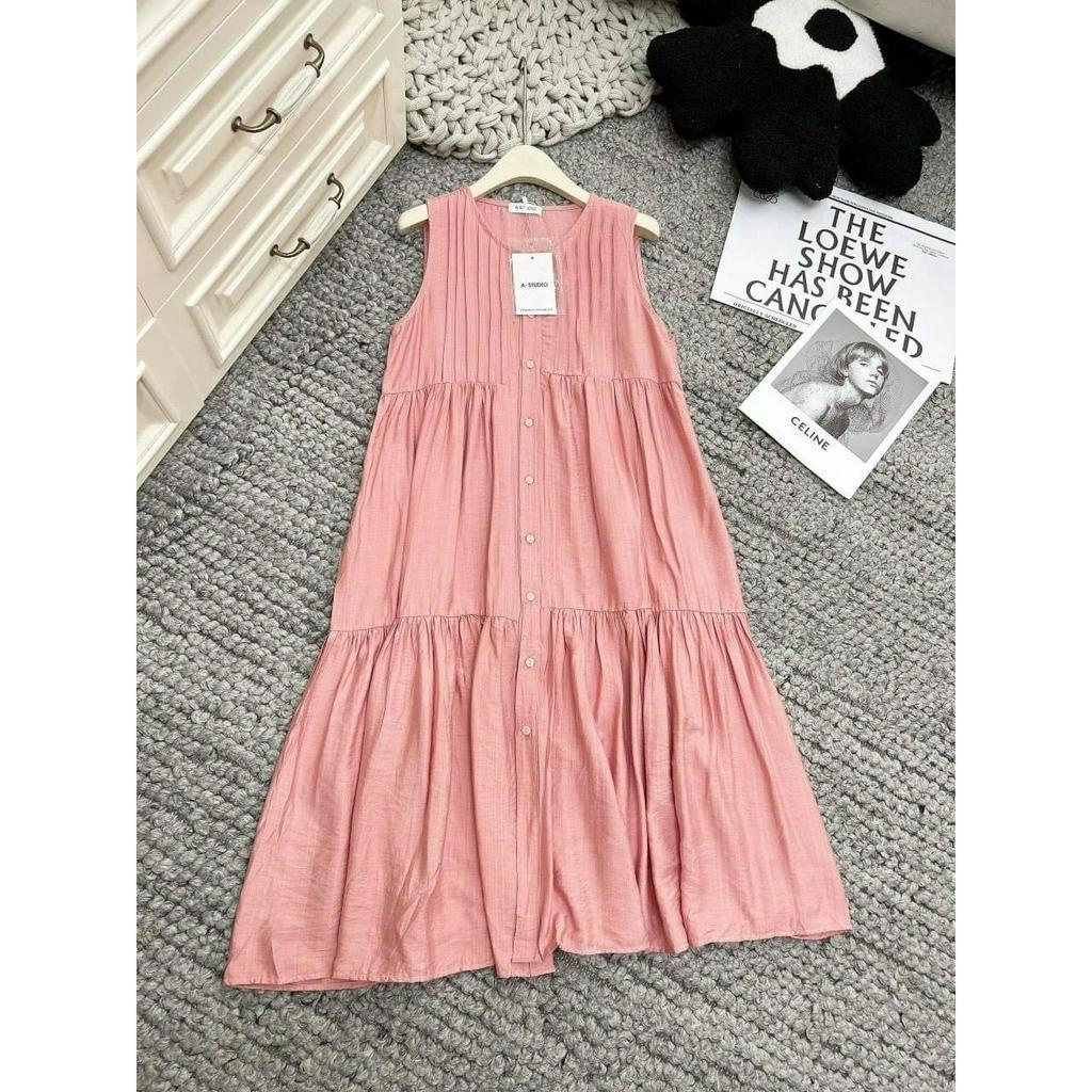 [SALE RẺ] Đầm bầu, váy bầu hè form babydoll suông dài 3 tầng siêu xinh, chất đũi Hàn mềm nhẹ cực mát