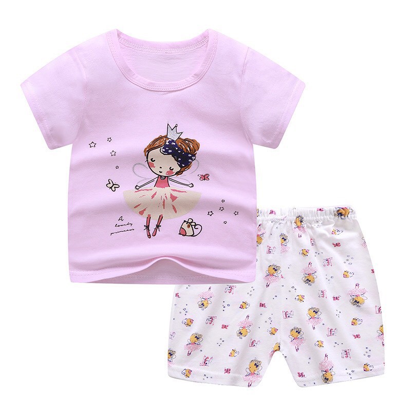 Bộ Quần Áo Cho Bé Gái Từ 1 Đến 5 Tuổi Chất Cotton Co Giãn Thoải Mái Hình In Dễ Thương PK2021BG1