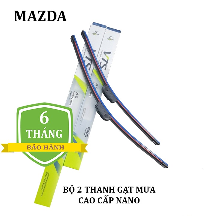 Bộ 2 thanh gạt nước mưa ô tô Nano xương mềm dành cho hãng xe Mazda