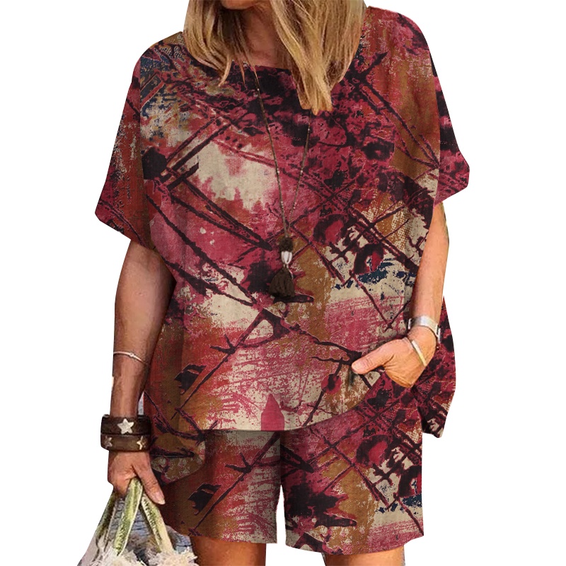 Zanzea Set Áo Thun Ngắn Tay + Quần ống rộng Thời Trang Nữ