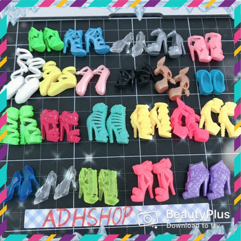 Set 10 đôi giày búp bê barbie 30cm