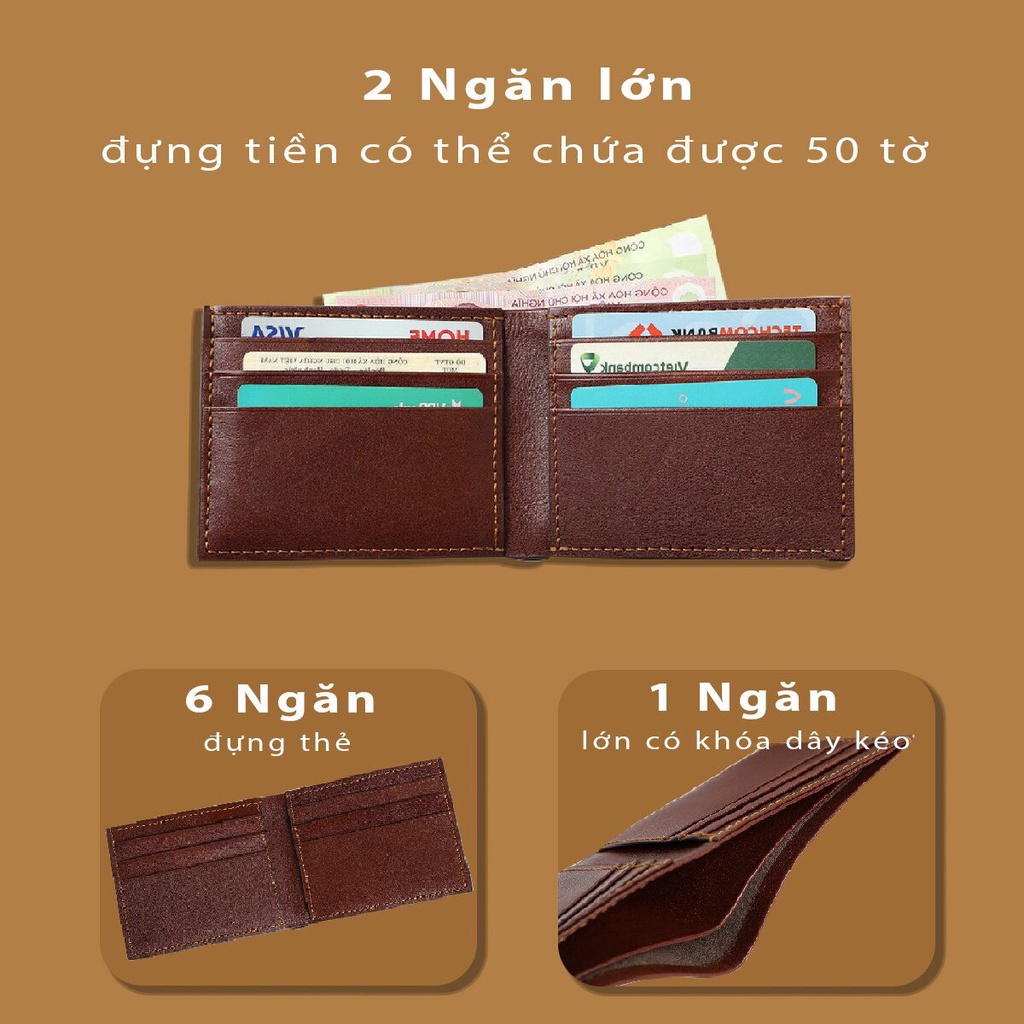 Ví da nam - Cam kết 100% da bò thật - Sản phẩm chính hãng - B01