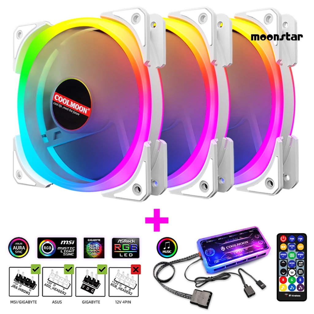 Quạt Tản Nhiệt Hai Vòng Màu Rgb 12cm Chuyên Dụng Cho Máy Tính Shuangjiao 2