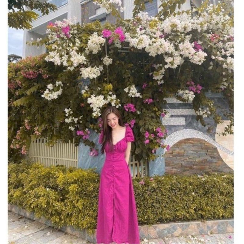 (HÀNG AUTH ) VÁY ZARA MAXI HỒNG XUẤT