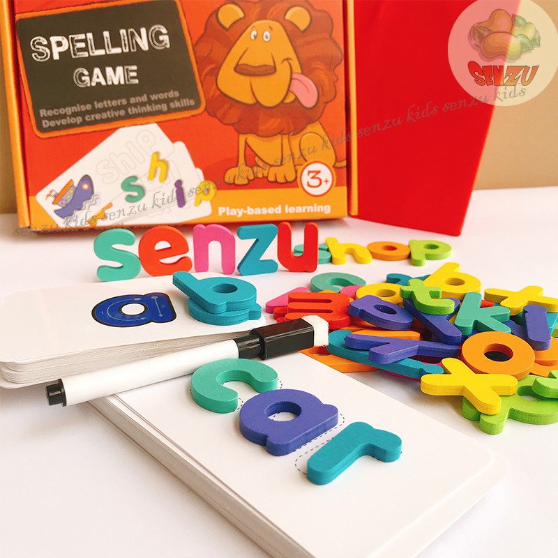 Đồ chơi ghép chữ bằng gỗ SENZUKIDS giúp bé học tiếng Anh, đồ chơi Spelling game