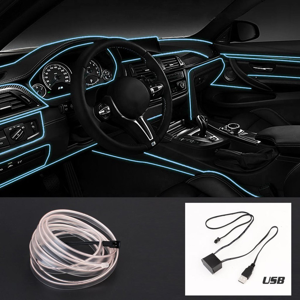 ♟CZ LED EL Light Neon Rope Car Party Dance Glowing Strip + 3V/12V USB Drive