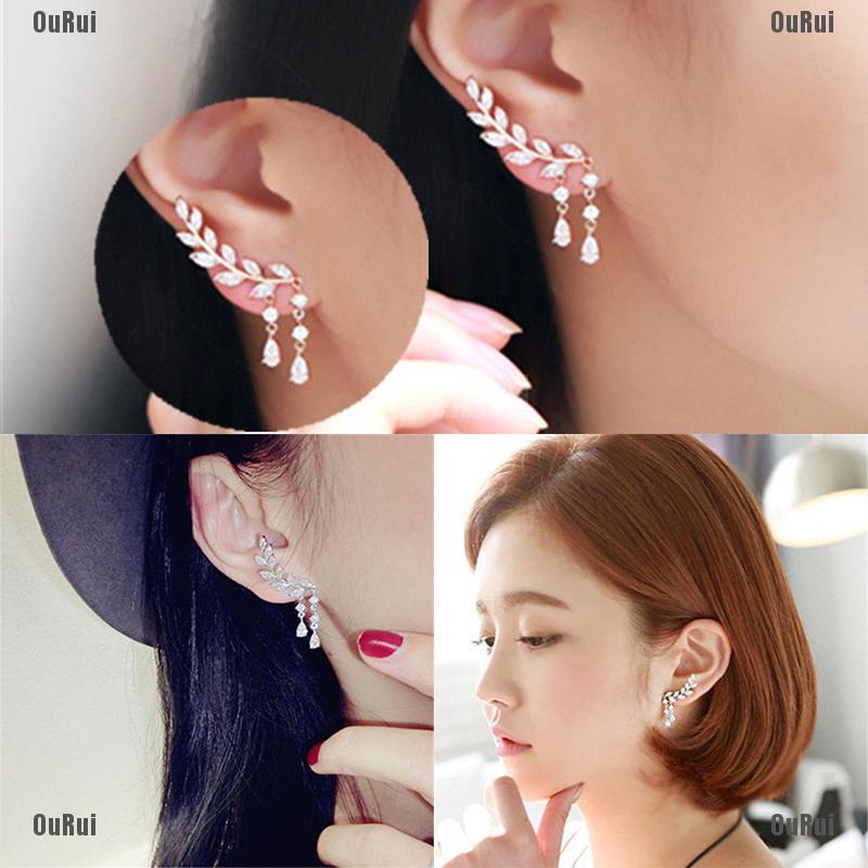 Đôi Bông Tai Dáng Dài Phối Tua Rua Đính Đá Thời Trang Cho Nữ