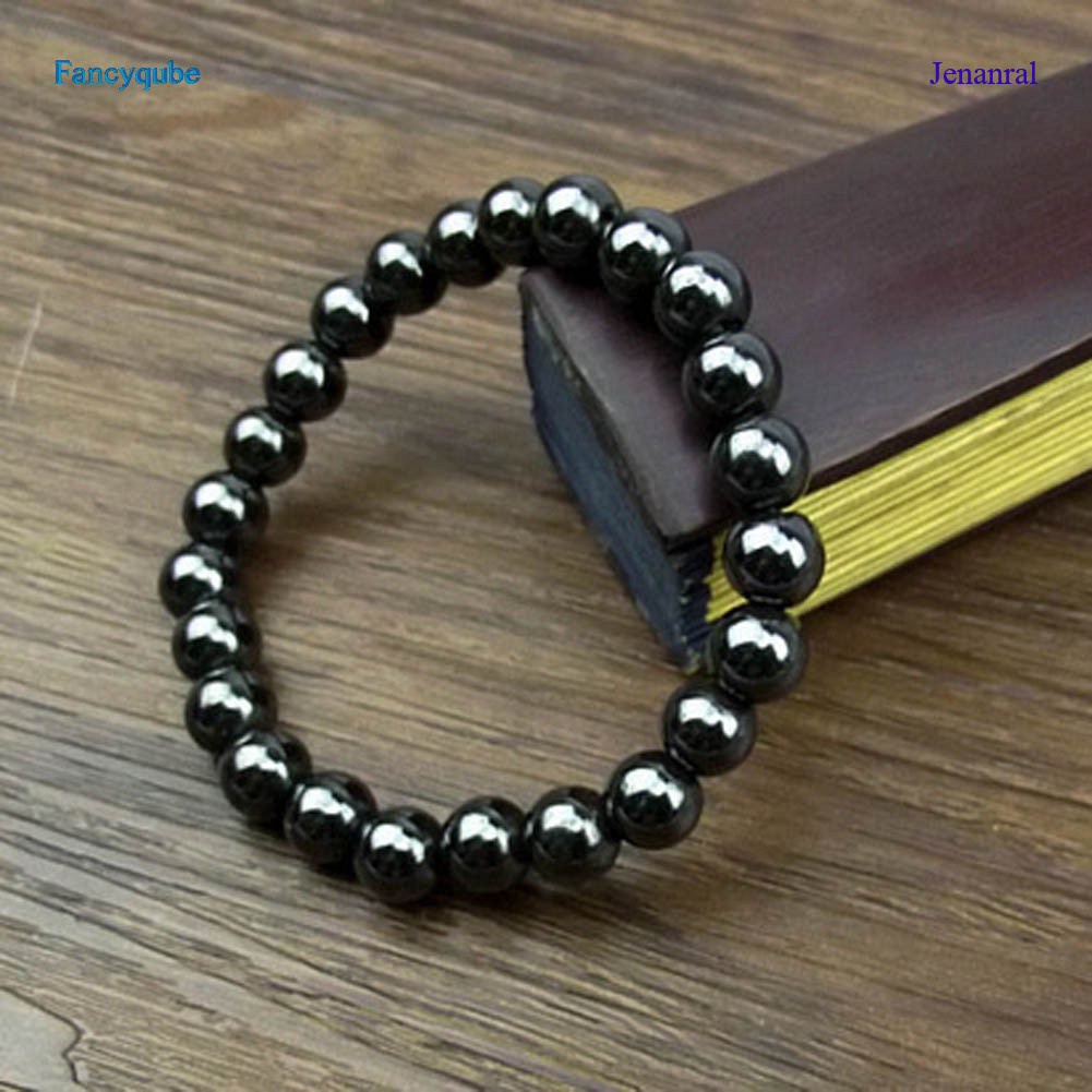 Vòng Tay Chuỗi Hạt Đá Hematite Từ Tính Màu Đen 8mm Thời Trang Cho Nam Và Nữ
