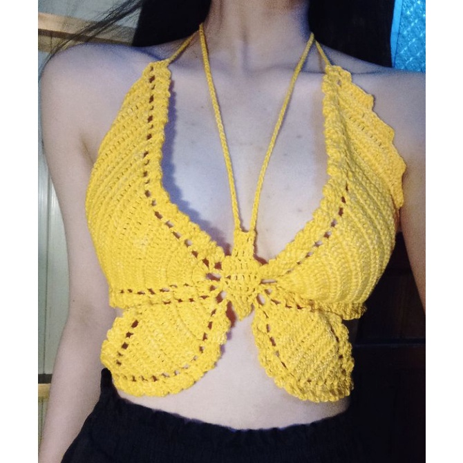 SẴN NHƯ HÌNH🦋Áo yếm len hình bướm hot trend "butterfly"