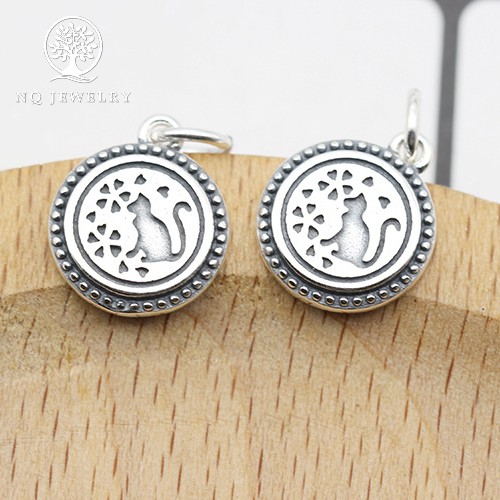 Charm bạc hình con mèo dễ thương treo - NQ Jewelry