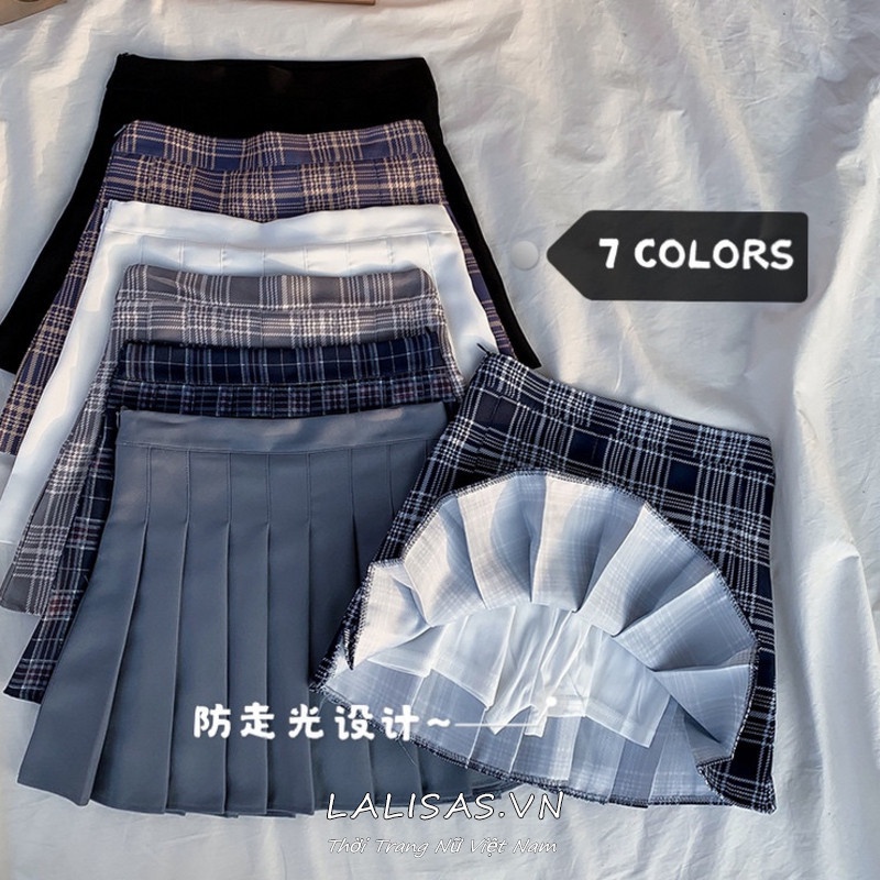 Chân Váy Chữ A Lưng Cao Xếp Ly Phong Cách Hàn Quốc Trẻ Trung Với 7 Màu Tùy Chọn