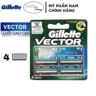 (Chính hãng) Lưỡi thay thế dao cạo râu 2 lưỡi kép Gillette Vector Vỉ 4 cái , 2 cái