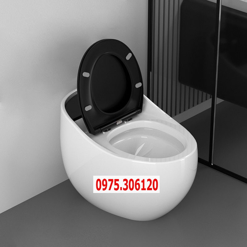 Bồn cầu trứng, bệt trứng, bồn cầu một khối, bệt liền khối 935TNA TRẮNG ĐEN