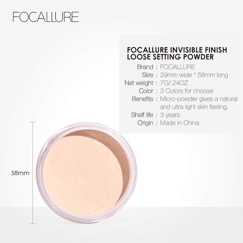 Phấn phủ Focallure màu tự nhiên không thấm nước giúp kiềm dầu thu nhỏ lỗ chân lông và nếp nhăn