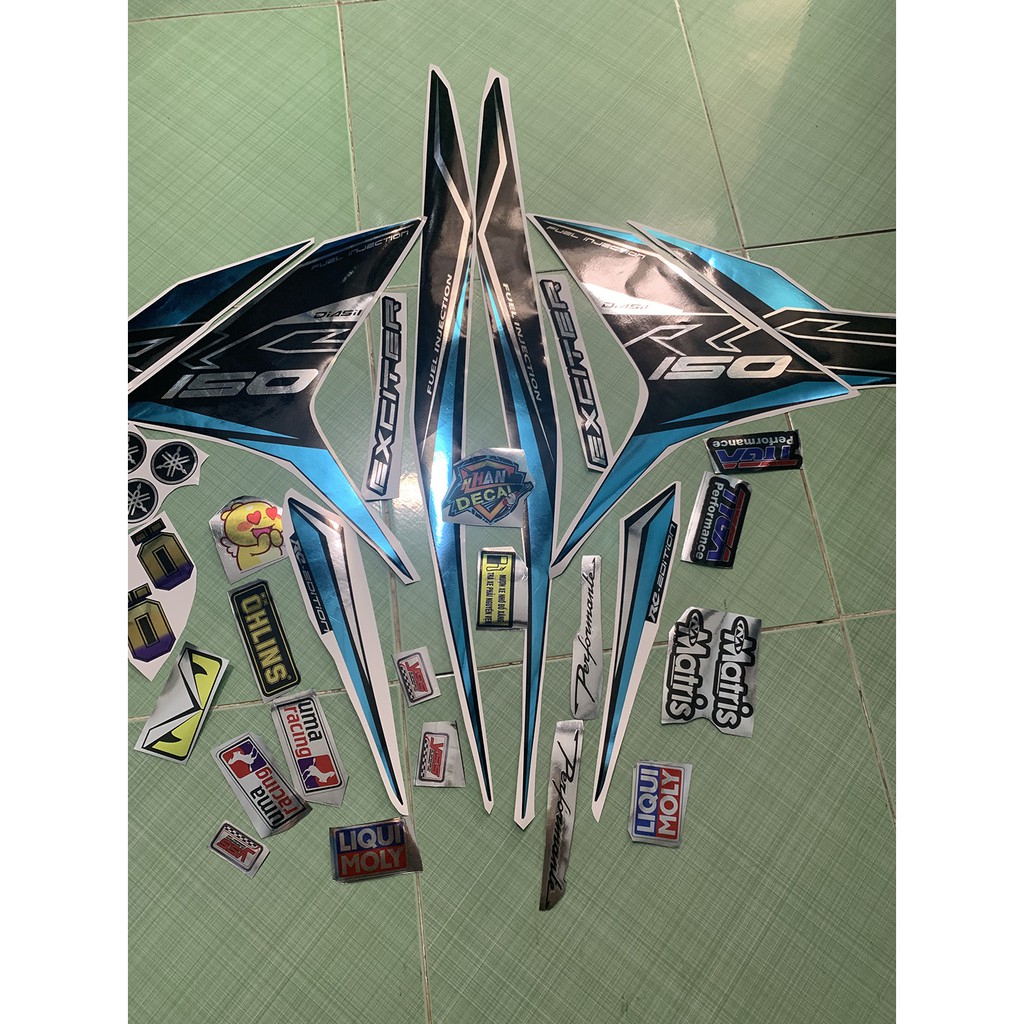 Tem exciter 150 RC xanh đen 2019 crom