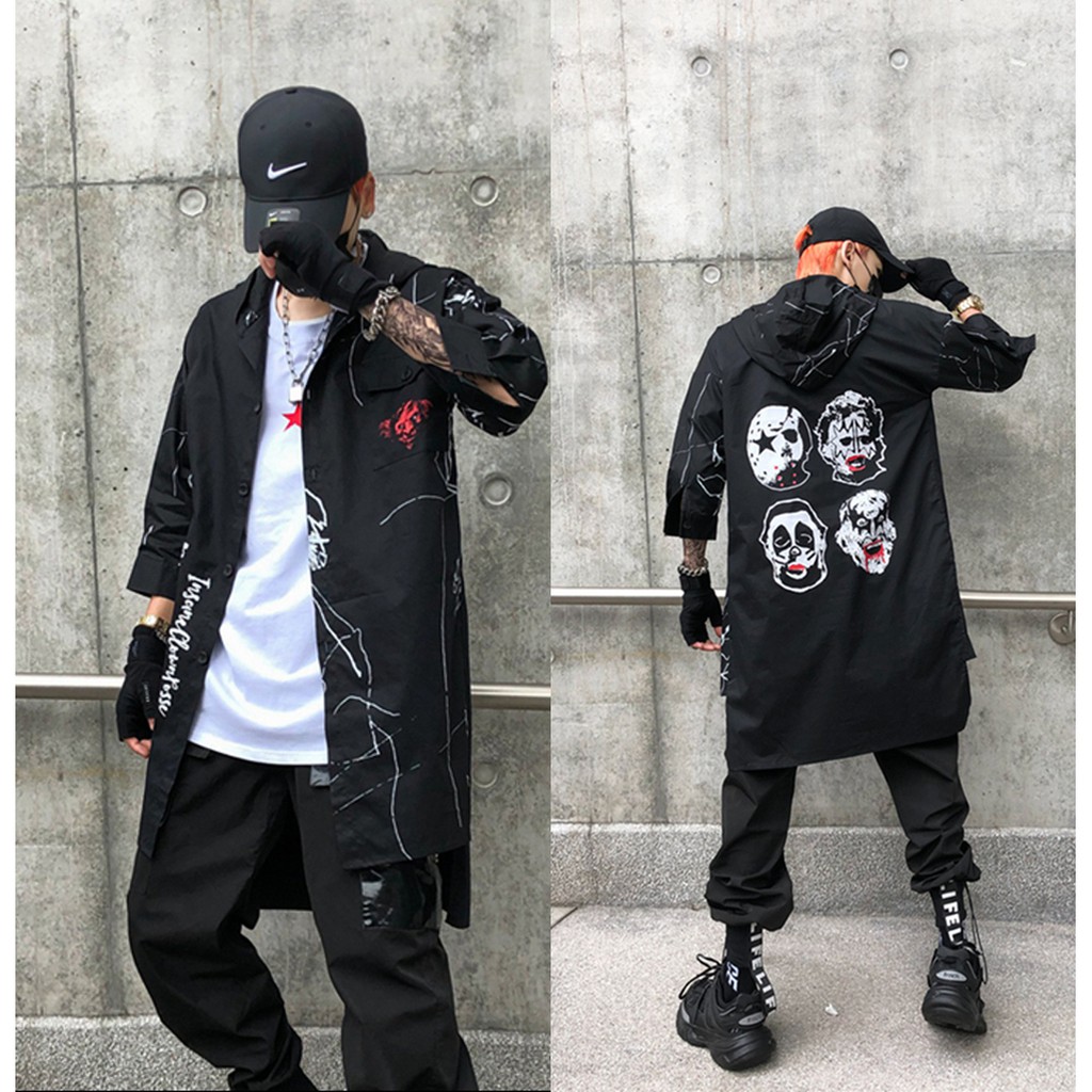 Áo Khoác Mỏng Nhẹ Sơ Mi Nam Dáng Dài Mũ Trùm Đầu Kiểu Hầm Hố Phối Chữ Cá Tính SOMI NAM 18-19 | BigBuy360 - bigbuy360.vn