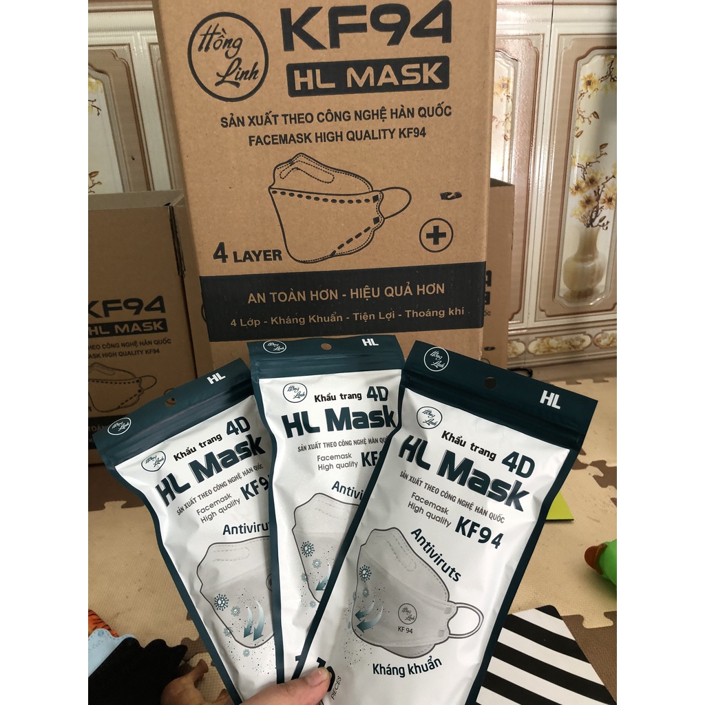 Thùng 300 Chiếc Khẩu Trang KF94 4 Lớp PHÚC LÂM Lọc Bụi Bẩn Không Thấm Nước Loại Dày Đẹp