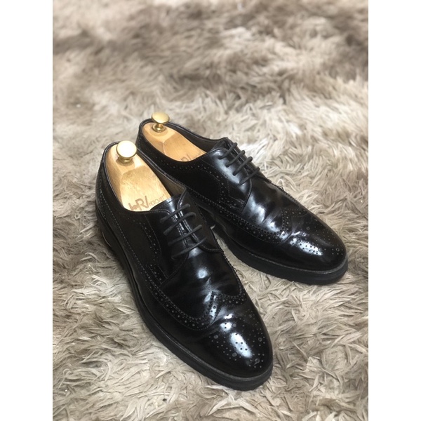 [Giày 2hand] [Size 42] [TonaShoe] Giày Tây Kiểu Dáng Wingtips Full Brouge Màu Đen Da Bóng