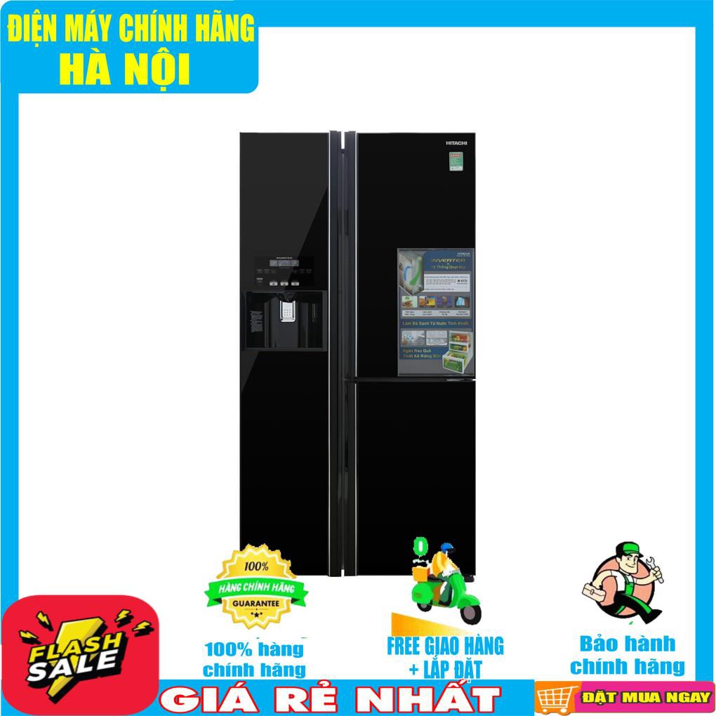 Tủ lạnh Hitachi side by side 3 cửa,say đá, màu đen R-FM800GPGV2(GBK)