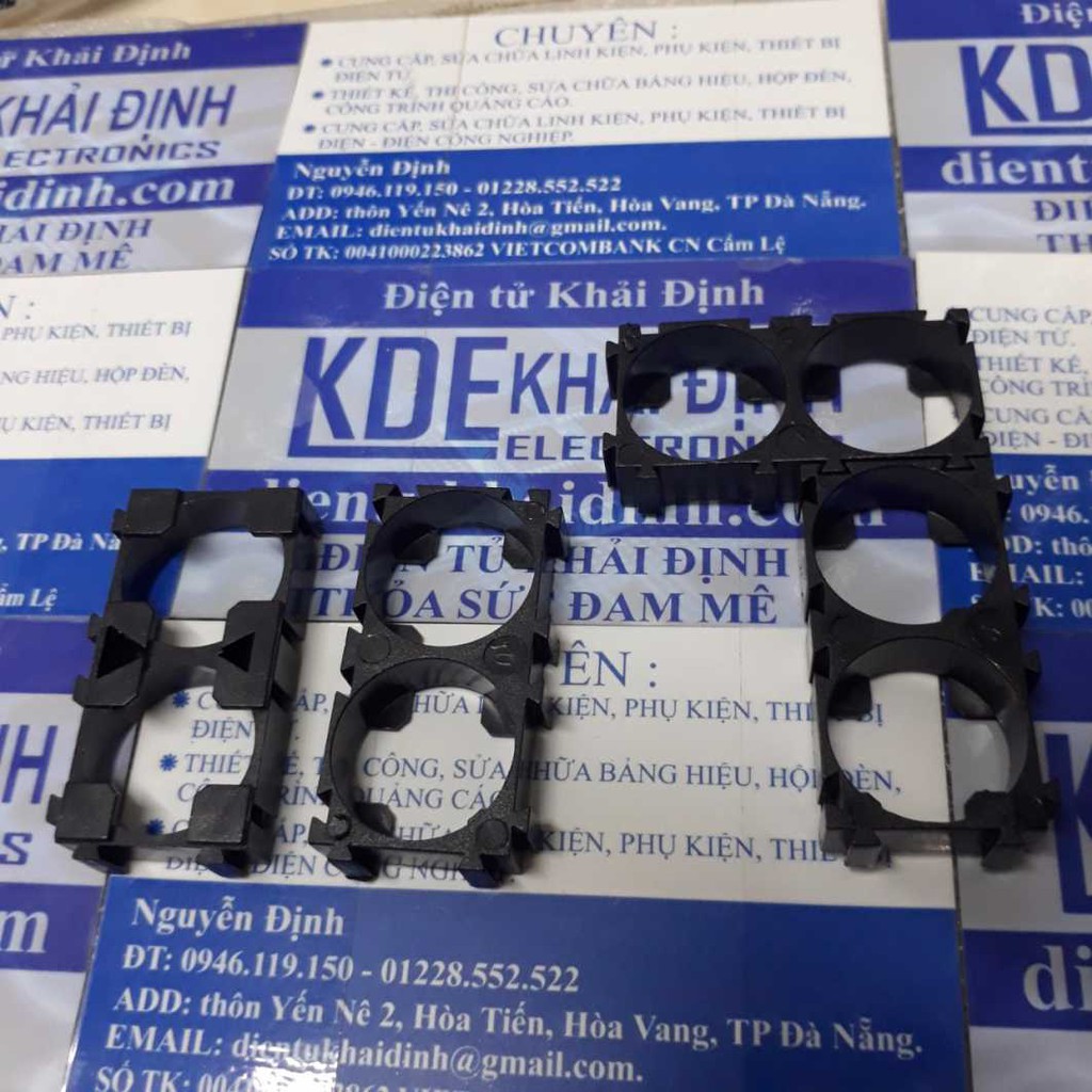 10 cái ĐẦU khung nhựa, đế giữ pin 18650 2 viên, đế pin 2 viên kde4357