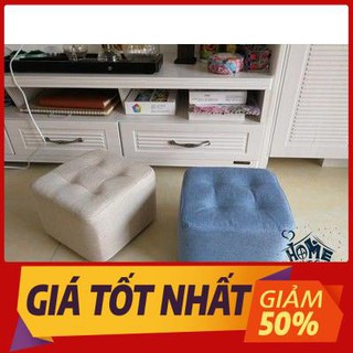 Ghế đôn chân gỗ bọc nỉ cao cấp - Ảnh thật
