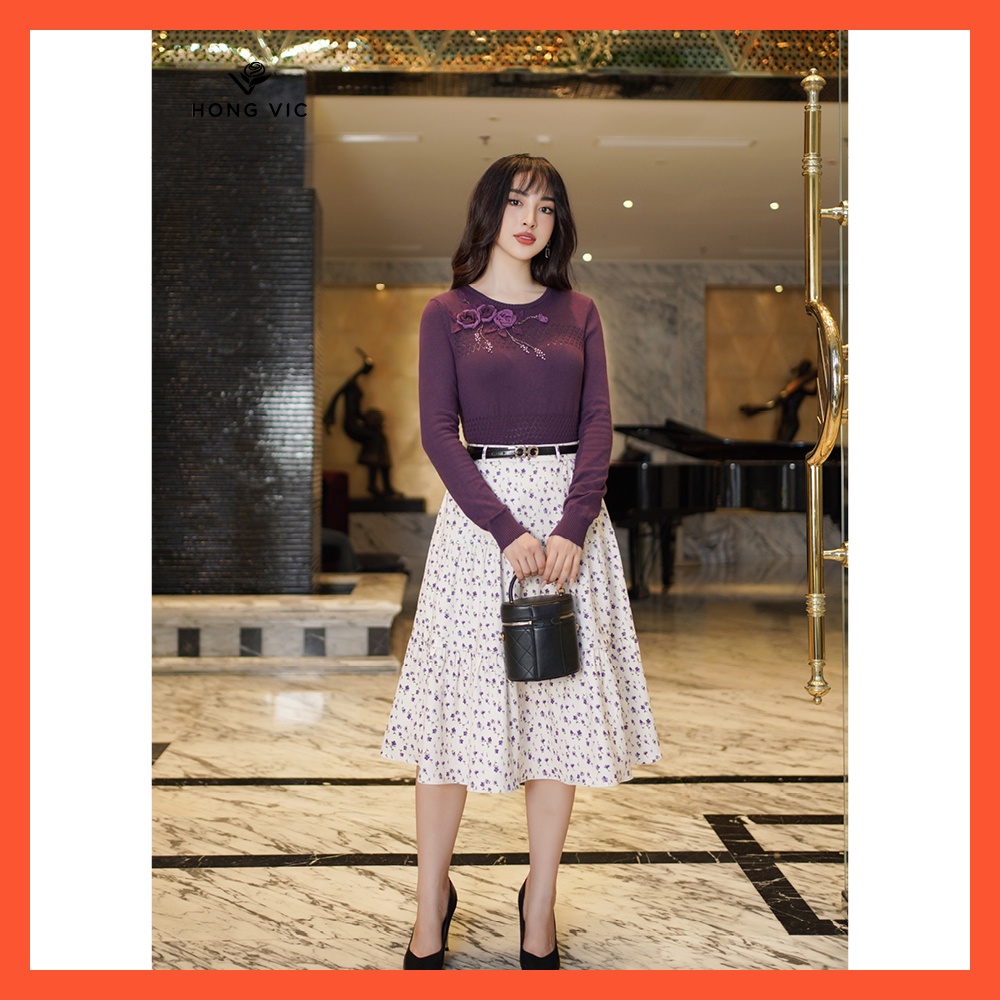 Áo len nữ Hongvic tím sẫm AL08