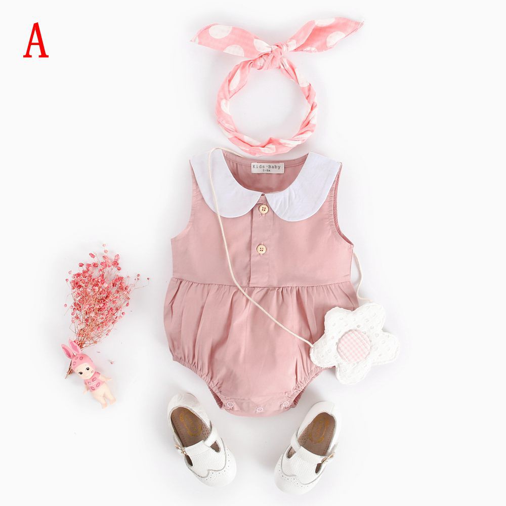 Áo liền quần Sanlutoz không tay bằng cotton cho bé gái sơ sinh (3 màu)