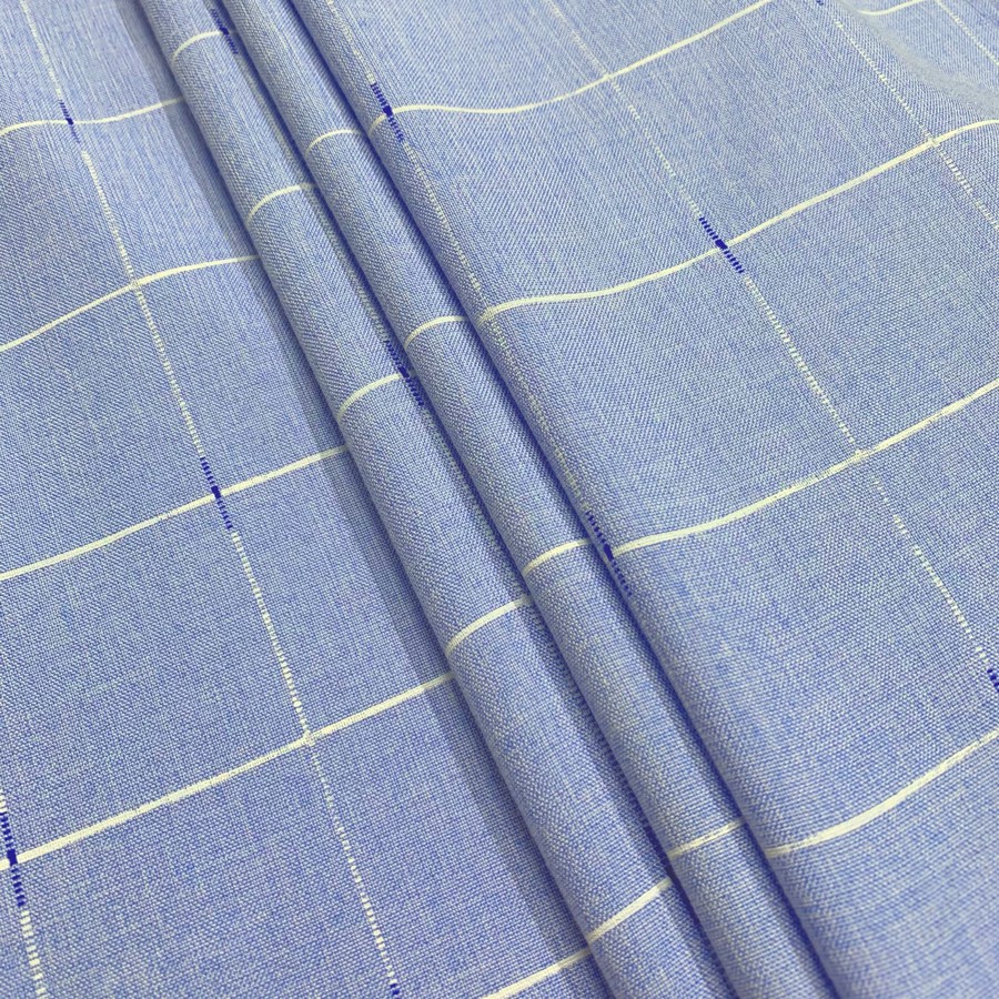 Áo Sơ Mi Nam Công Sở Trung Niên Anton Somianton Màu Xanh Dương Ngắn Tay Vải Sợi Cotton Kẻ Trắng – GD553