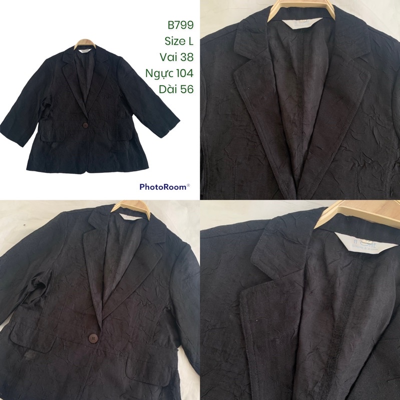 Áo khoác vest/blazer B799 tay lửng form vuông 1 lớp 2hand Hàn si ảnh thật