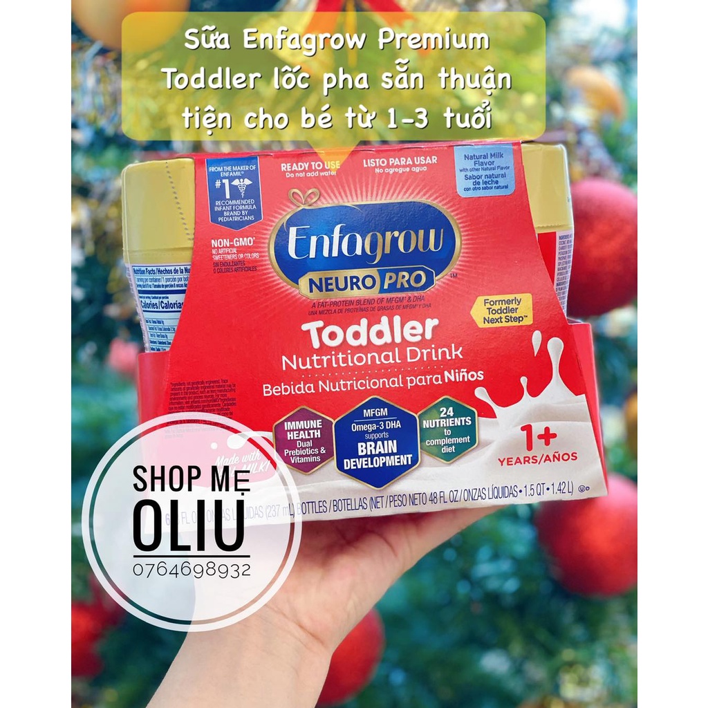 Sữa Enfagrow Premium Toddler lốc 6 chai pha sẵn cho bé từ 1-3 tuổi (date 11/21)