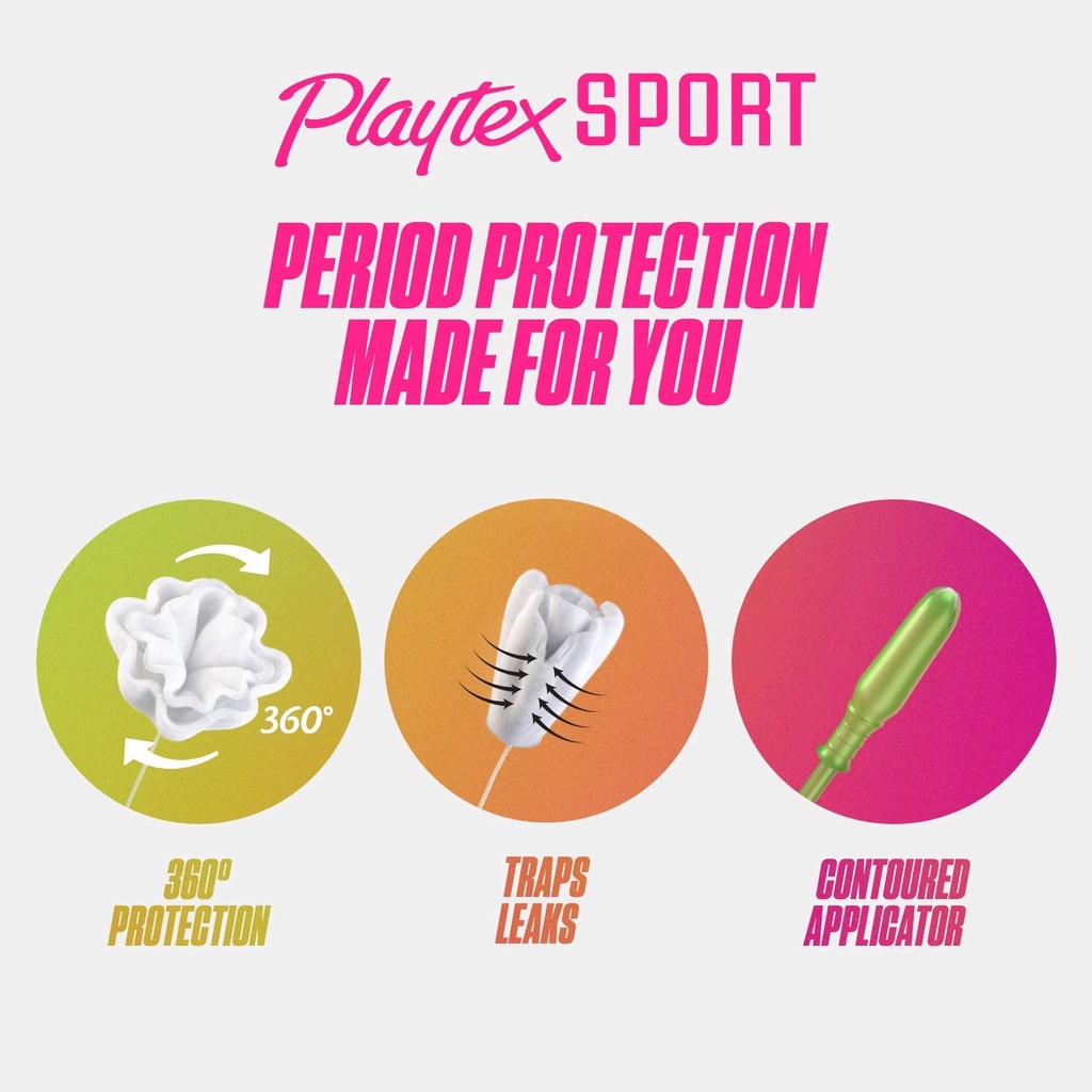 Tampons Playtex sport siêu thấm dùng để vận động hộp 48 miếng loại Regular