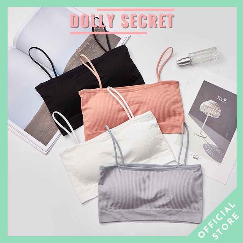 Áo lót nữ BRA cotton gân tăm nâng ngực hai dây dáng quây ngang DOLLY SECRET A06