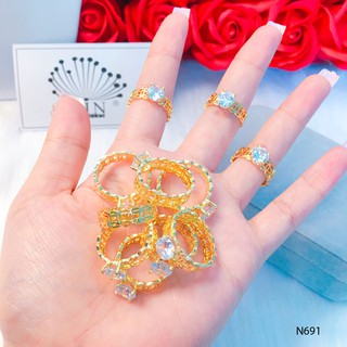 Nhẫn nữ cao cấp, nhẫn kim tiền đính đá may mắn tài lộc thiết kế cao cấp Orin N691