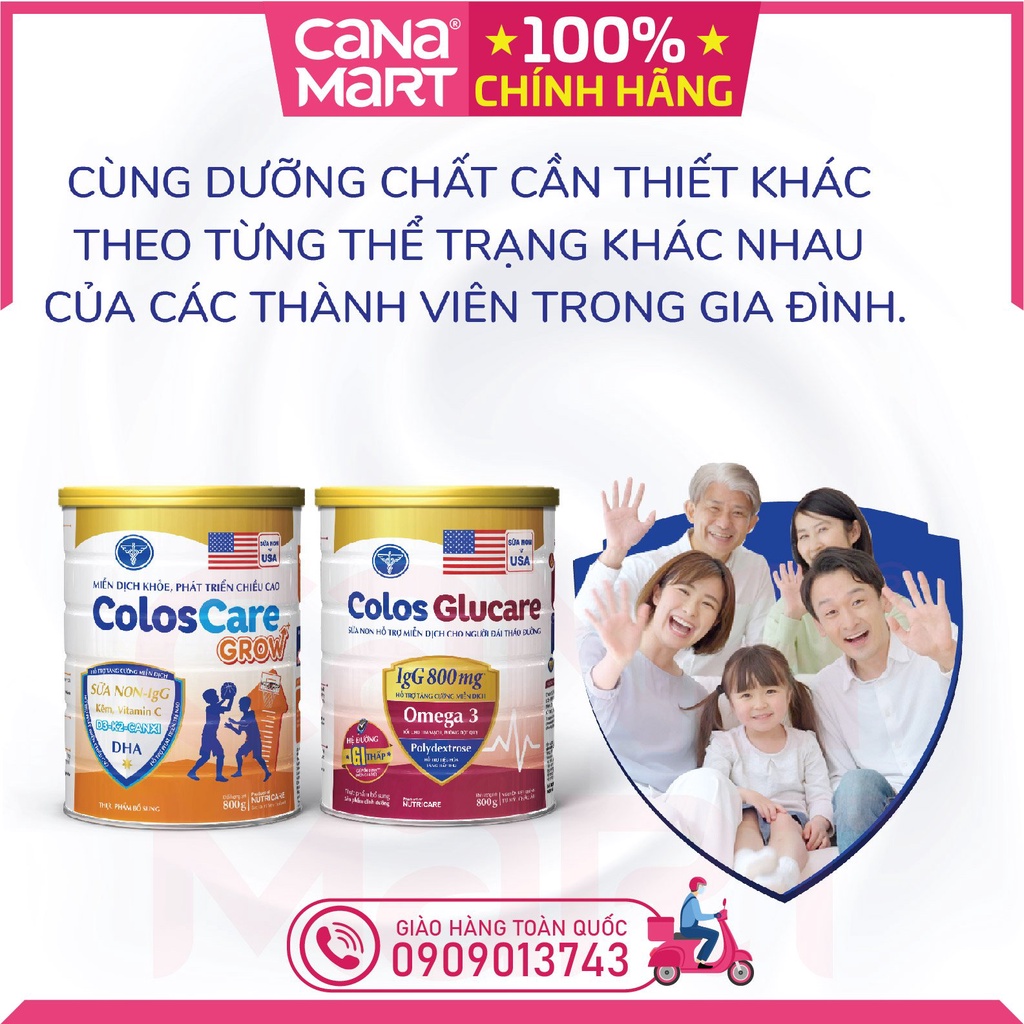 Sữa bột Nutricare COLOS GLUCARE hỗ trợ miễn dịch cho người đái tháo đường.