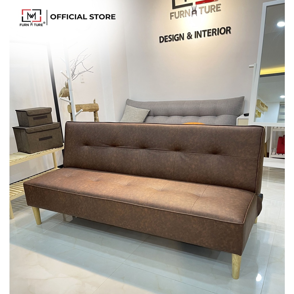 Sofa bed 3 chức năng ngã bọc da cao cấp và chân gỗ lắp ráp thương hiệu MW FURNITURE